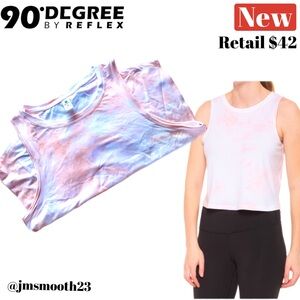 🆕 90 DEGREE Pink Tie-Dye Draped Fit Muscle Tank buttery soft